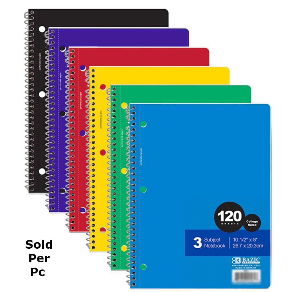 3 Subject Notebook Spiral 120 Sheets