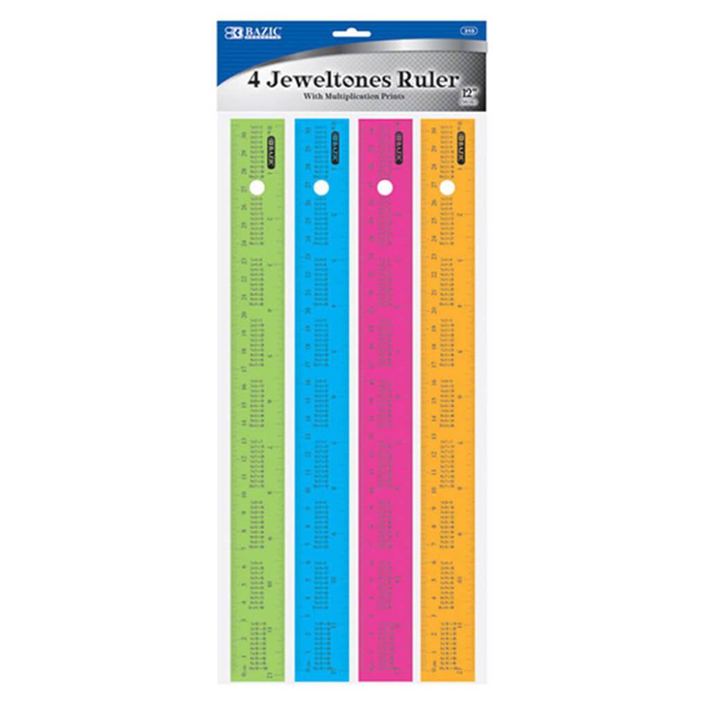 Ruler with Multiplication Prints 12in 4pcs 