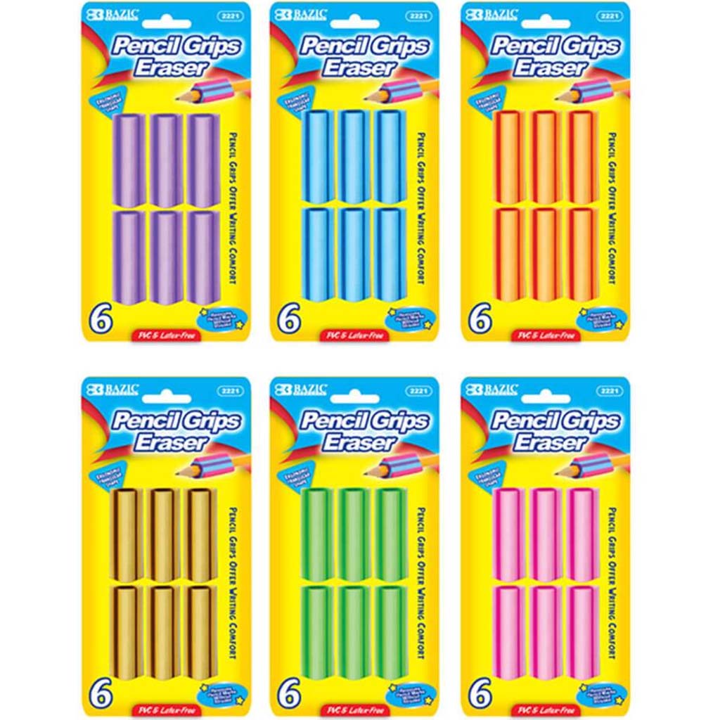 Eraser Pencil Grips Pack of 6 