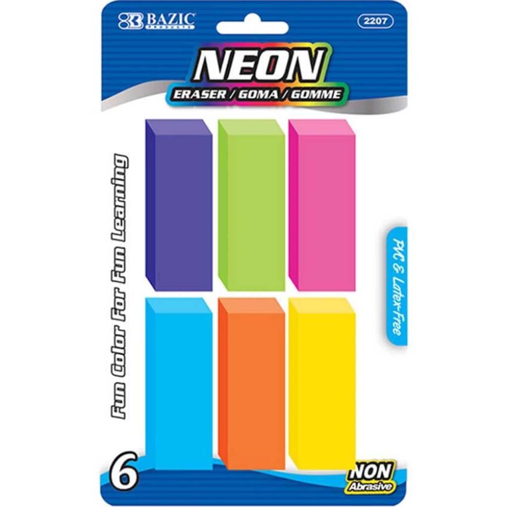 Eraser Pencil Neon Color Pack of 6 