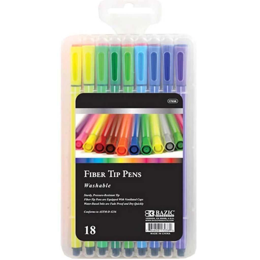 Washable Fiber Tip Pens 18pcs 