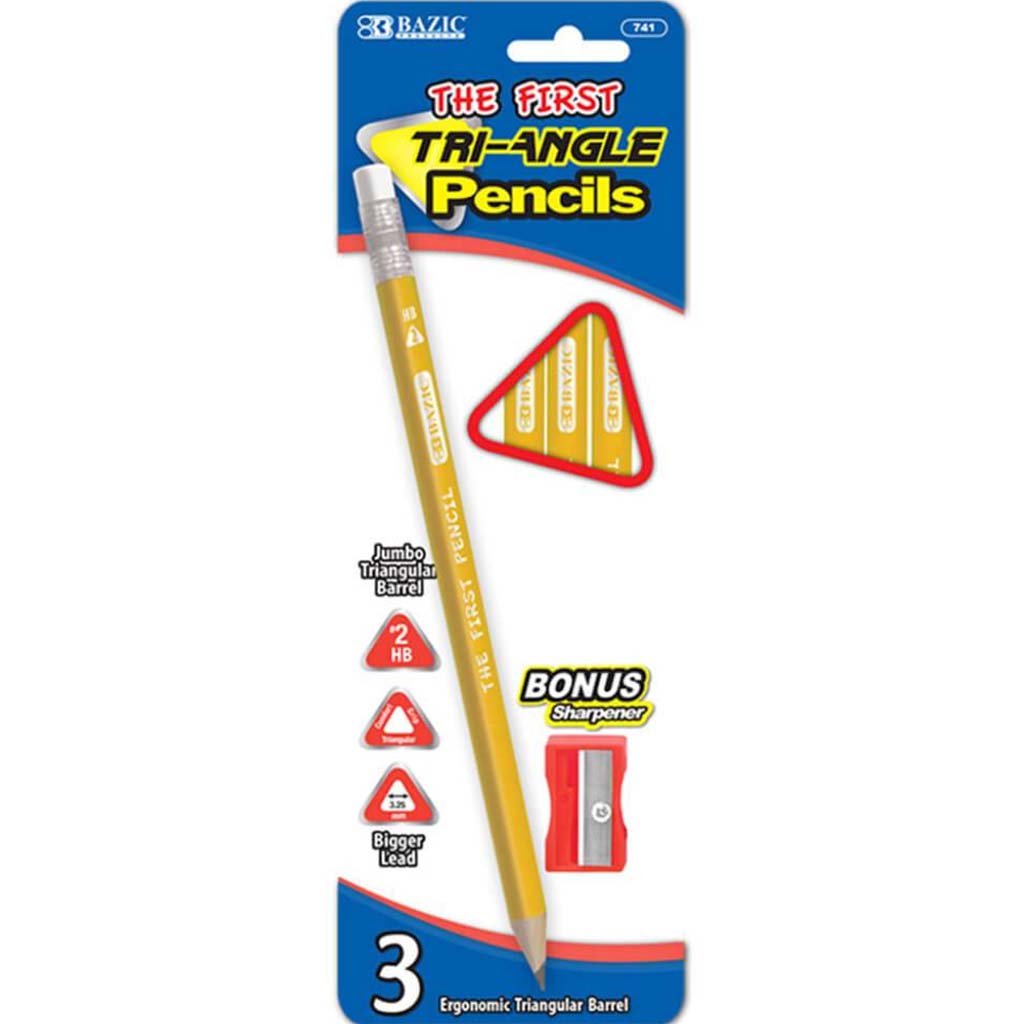 The First Triangle Jumbo Yellow Pencil with Sharpener 3pcs 