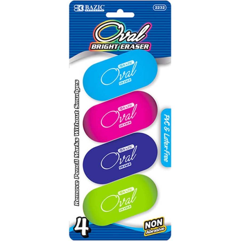 Eraser Oval Bright Color 4pcs 