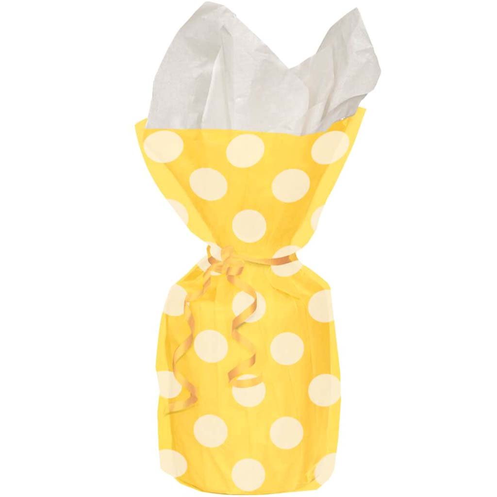 Cellophane Bags 20ct, Sunflower Yellow Dots 