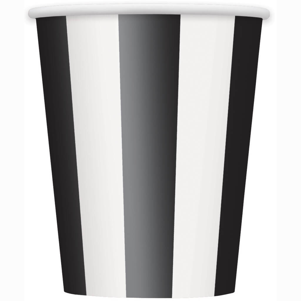 Midnight Black Stripes 12oz Paper Cups , 6ct 