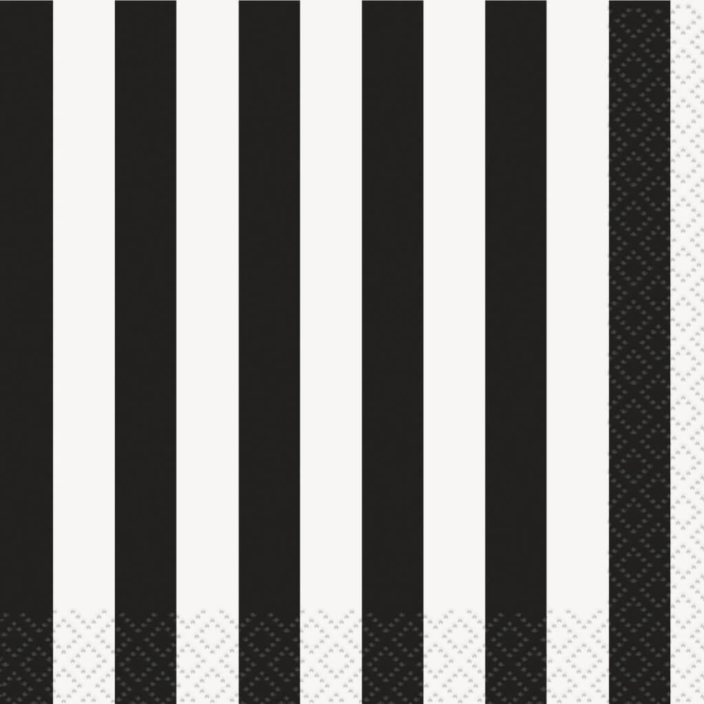 Midnight Black Stripes Beverage Napkins, 16ct 