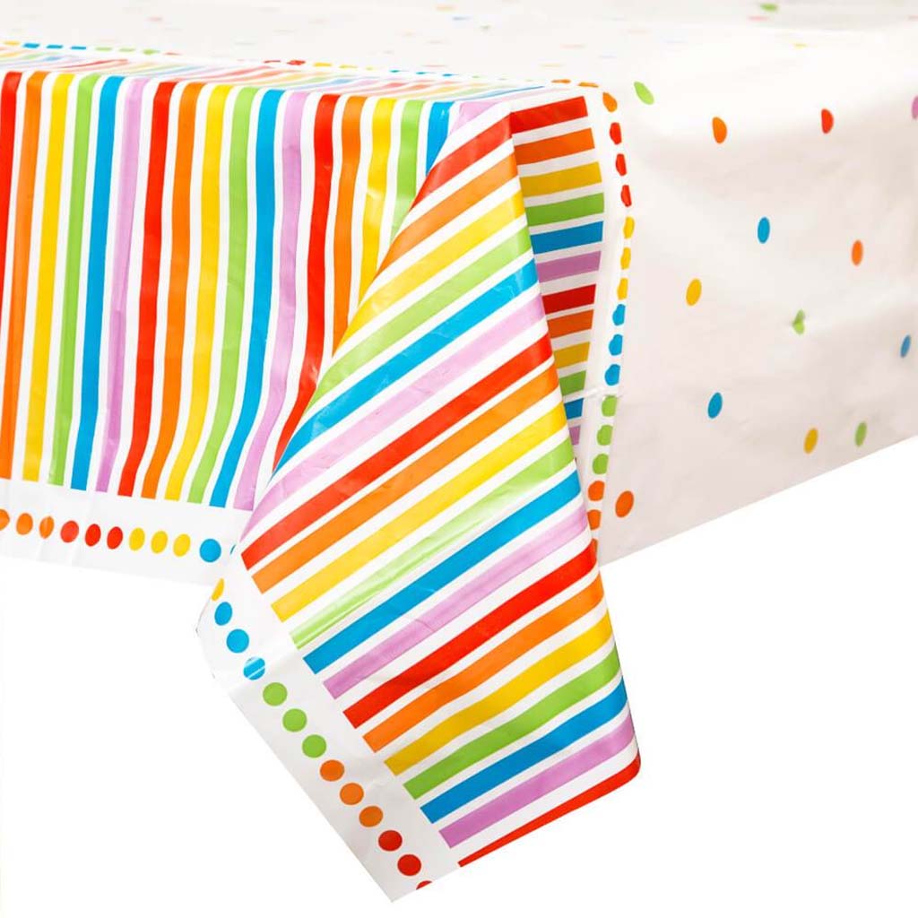 Rectangular Tablecover 54in x 84in, Rainbow Birthday 