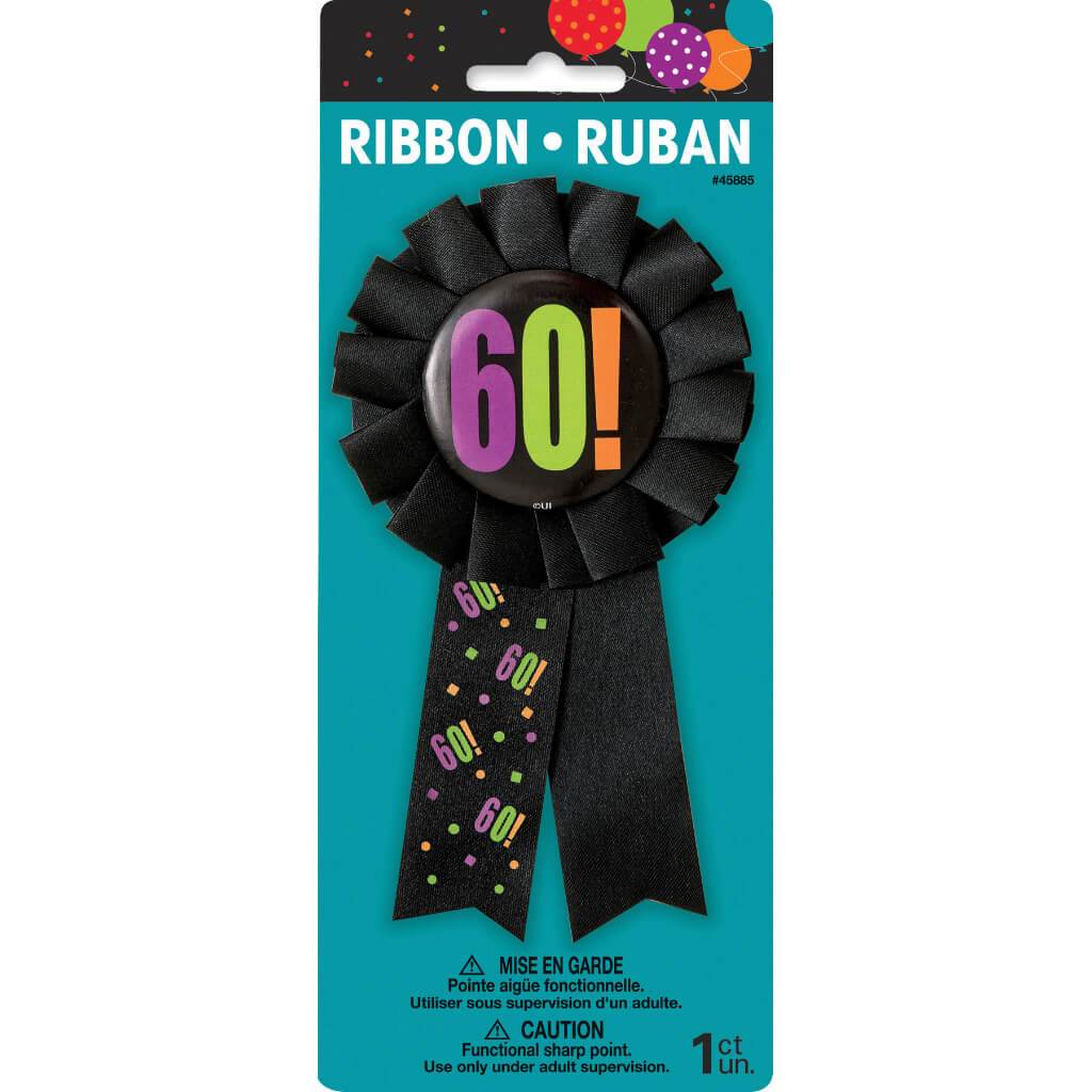 Award Ribbon, Birthday Cheer Age 60 