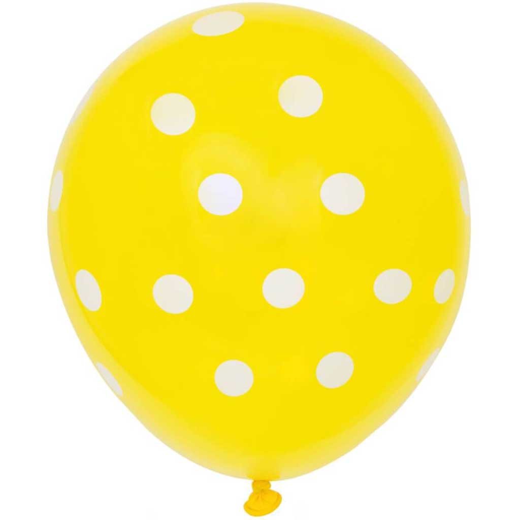 Latex Balloons 12in 6ct, Sunflower Yellow Dots 