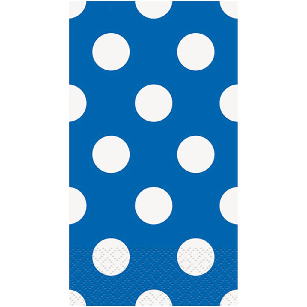 Polka Dot Paper Guest Napkins Royal Blue 7.75in x 4.5in 16ct