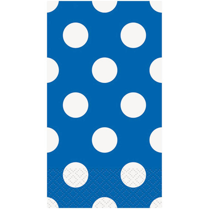 Polka Dot Paper Guest Napkins Royal Blue 7.75in x 4.5in 16ct