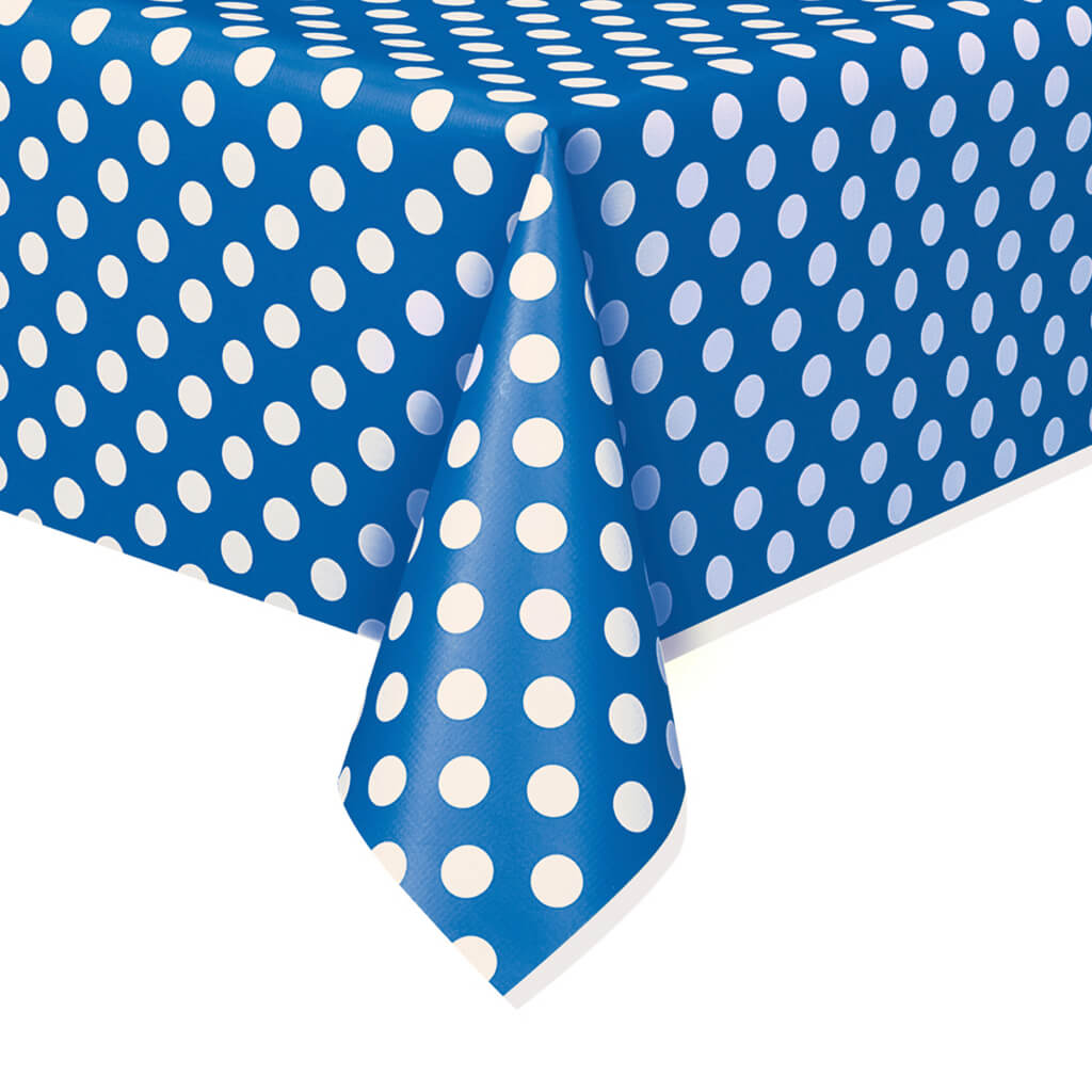 Rectangular Tablecover 54in x 108in, Royal Blue Dots 