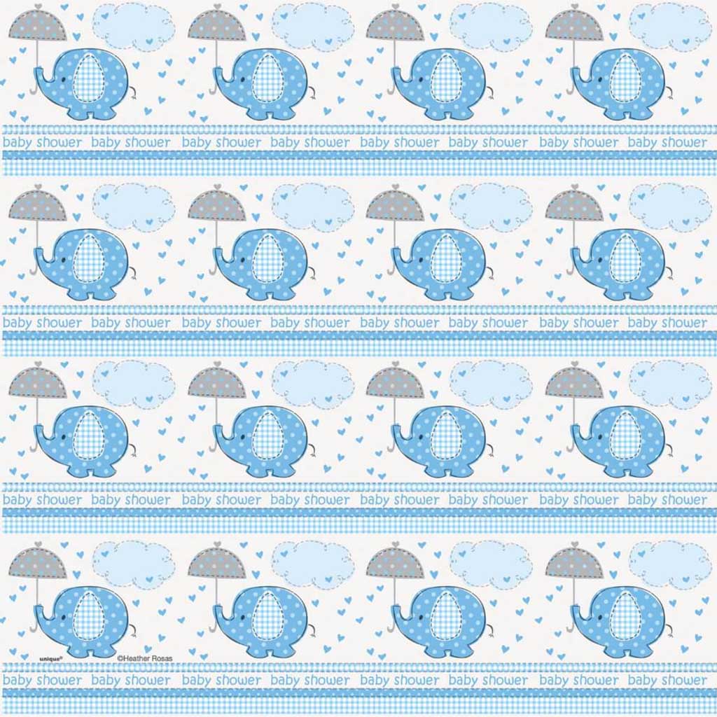 Gift Wrap 30in x 5ft, Umbrellaphants Blue 