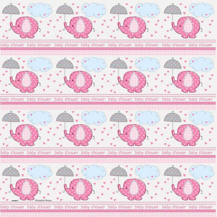 Gift Wrap 30in x 5ft, Umbrellaphants Pink 