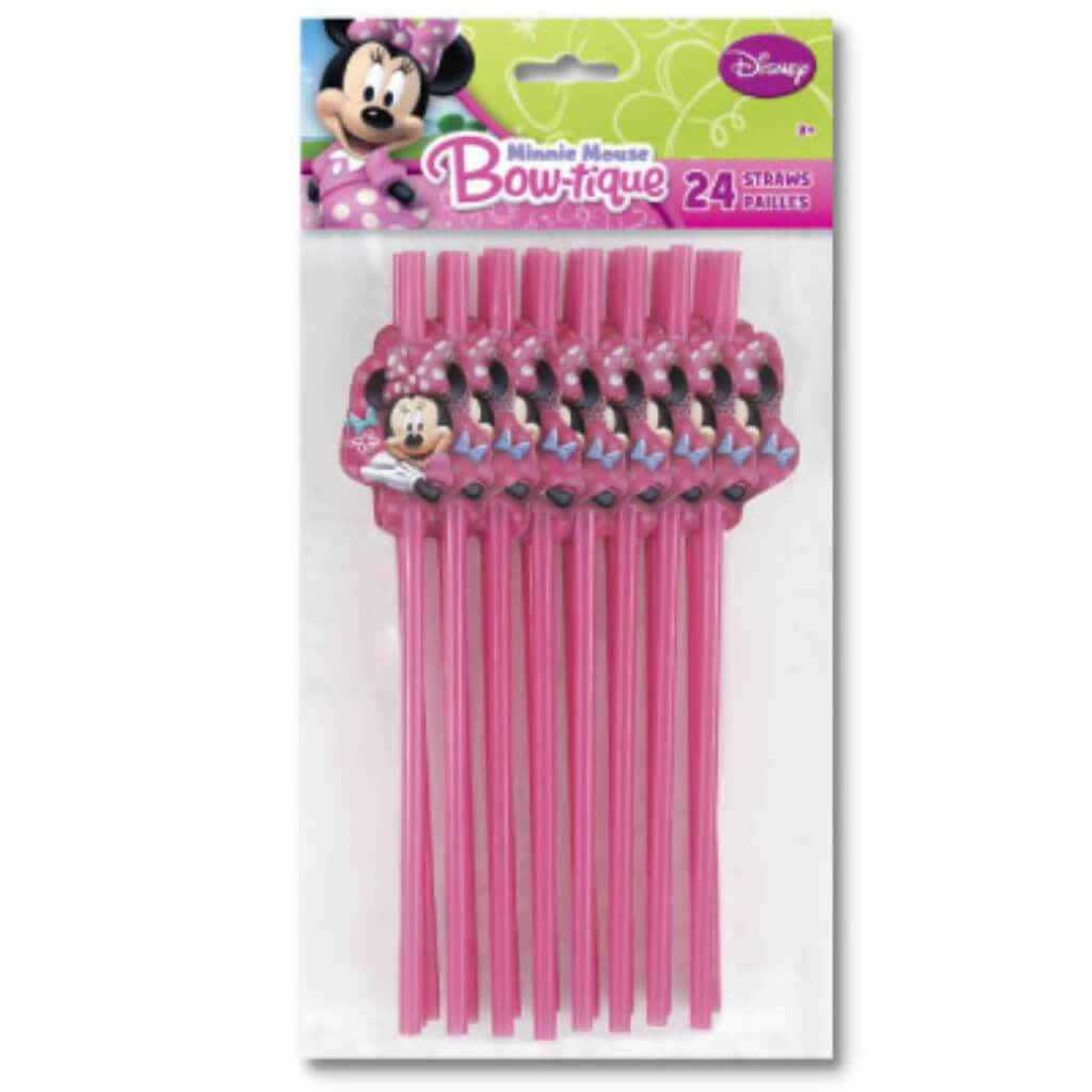 Party Straw 24ct, Minnie Mouse 