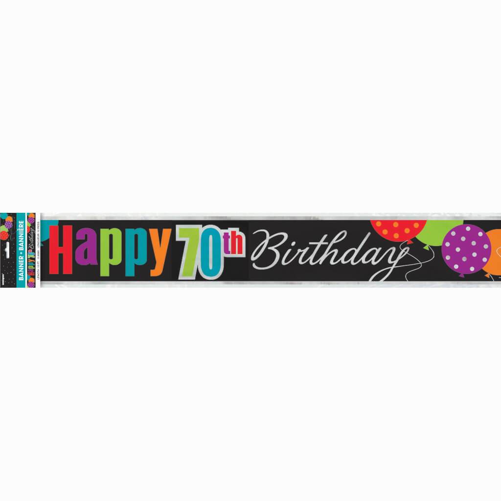 Foil Banner 12ft, Birthday Cheer Age 70 