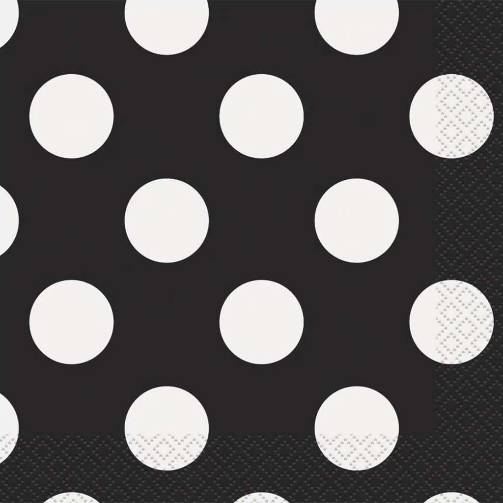 Midnight Black Dots Lunch Napkins, 16ct 