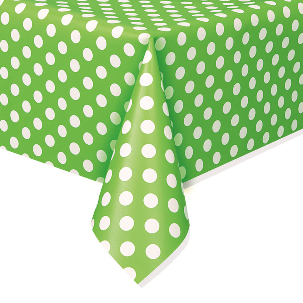 Lime Green Dots Rectangular Tablecover 54in x 108in, 