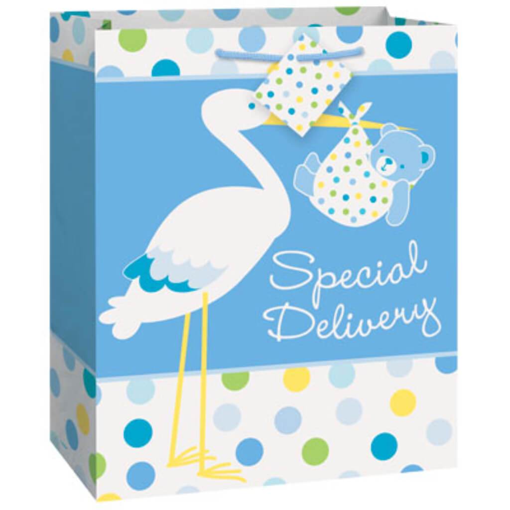 Gift Bag, Stork Boy Baby Shower 