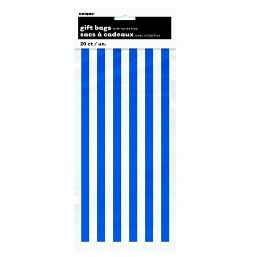 Royal Blue Stripe Cellophane Bag 20ct 