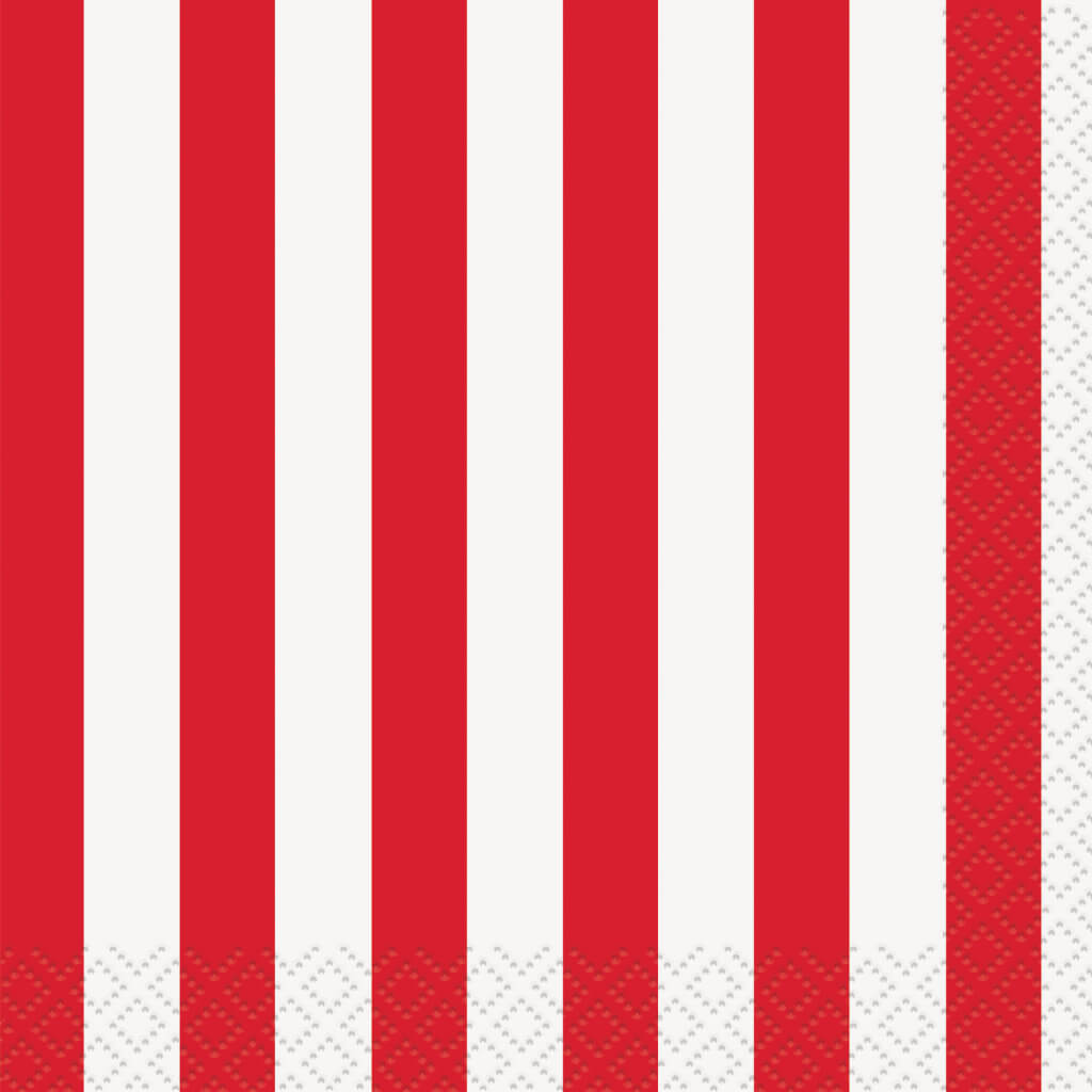 Ruby Red Stripes Beverage Napkins, 16ct 