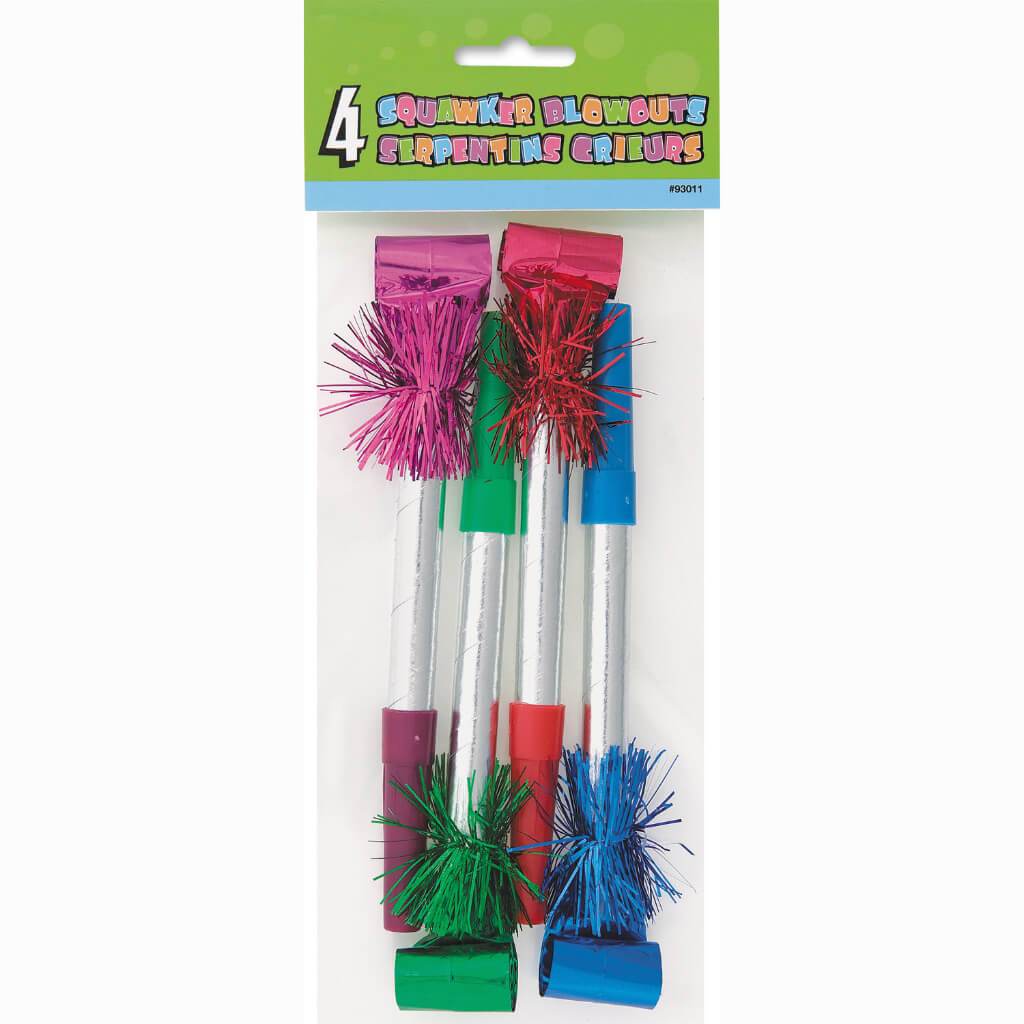 Long Patterned Fringe Squawker Blowouts, 4ct 