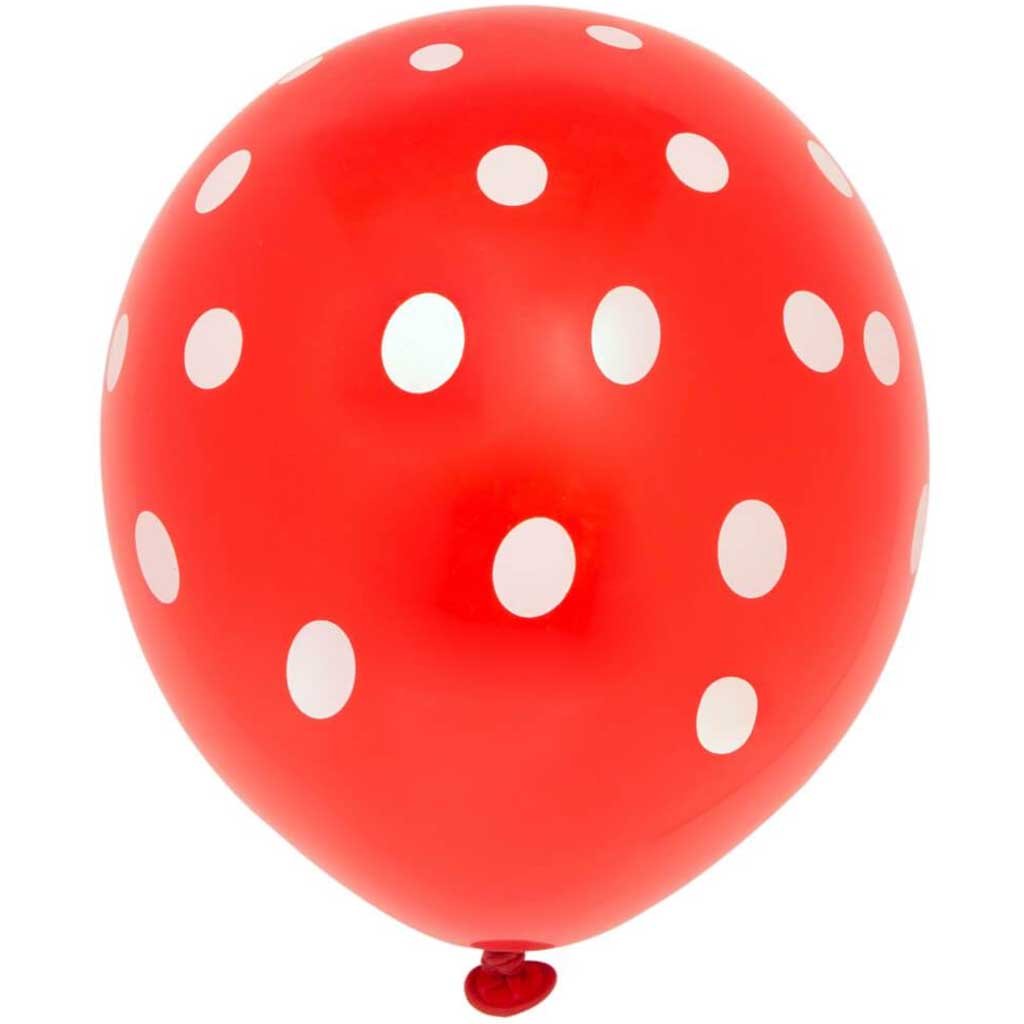 Latex Balloons 12in 6ct, Ruby Red Dots 