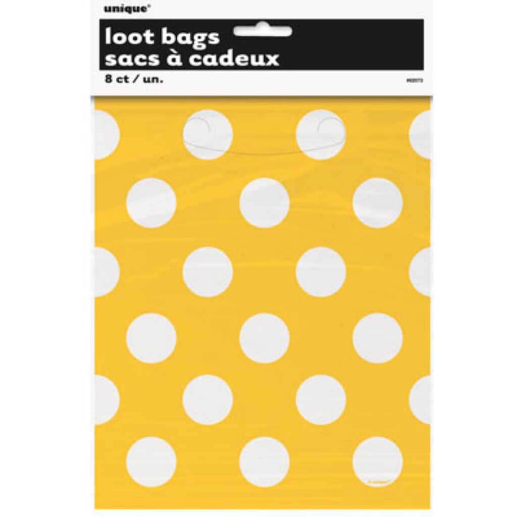 Sunflower Yellow Dots Loot Bags, 8ct 