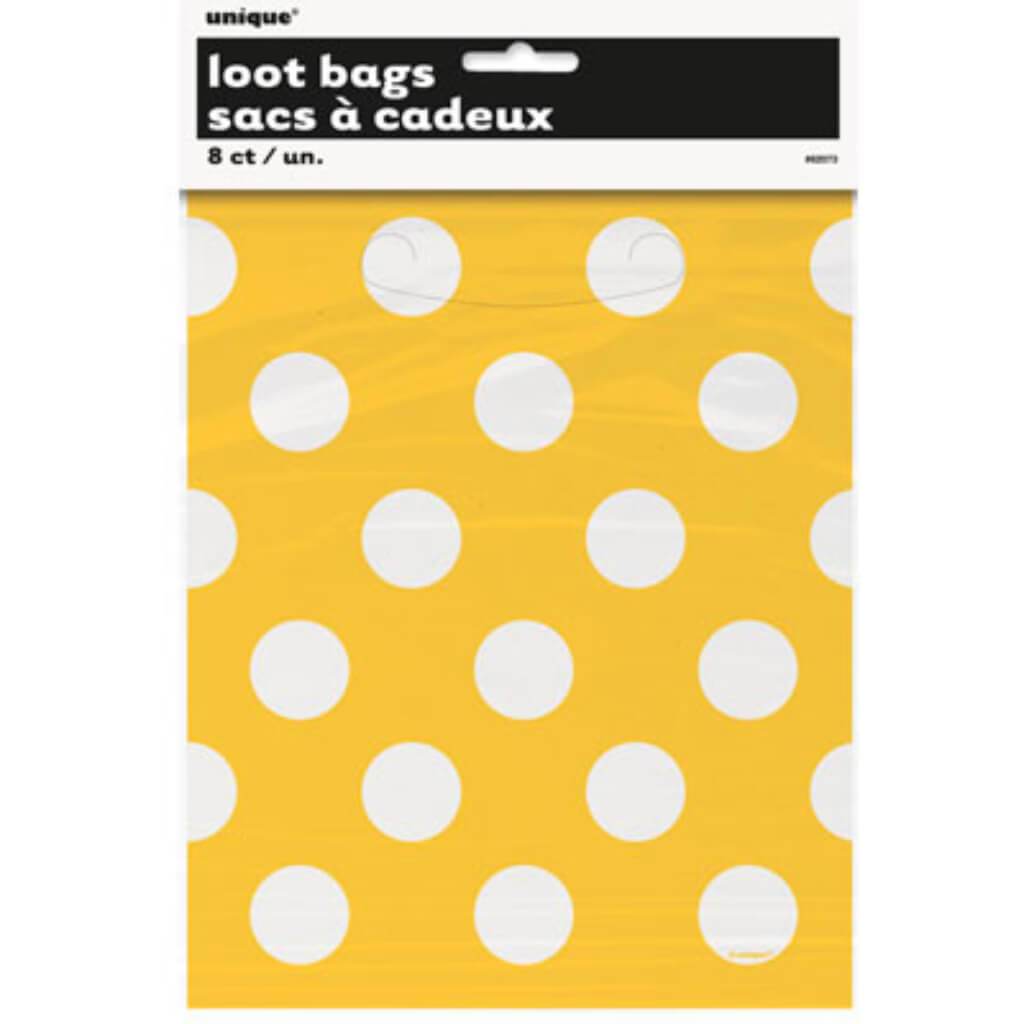 Sunflower Yellow Dots Loot Bags, 8ct 