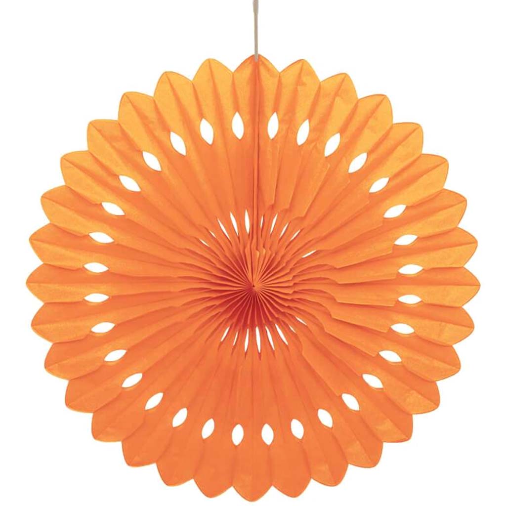 Tissue Paper Fan 16in, Pumpkin Orange 