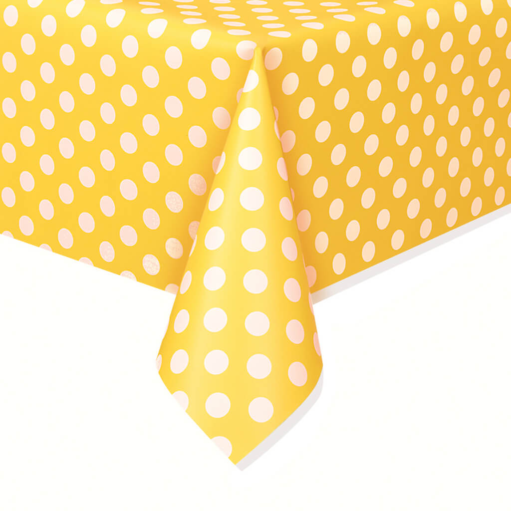 Rectangular Tablecover 54in x 108in, Sunflower Yellow Dots 