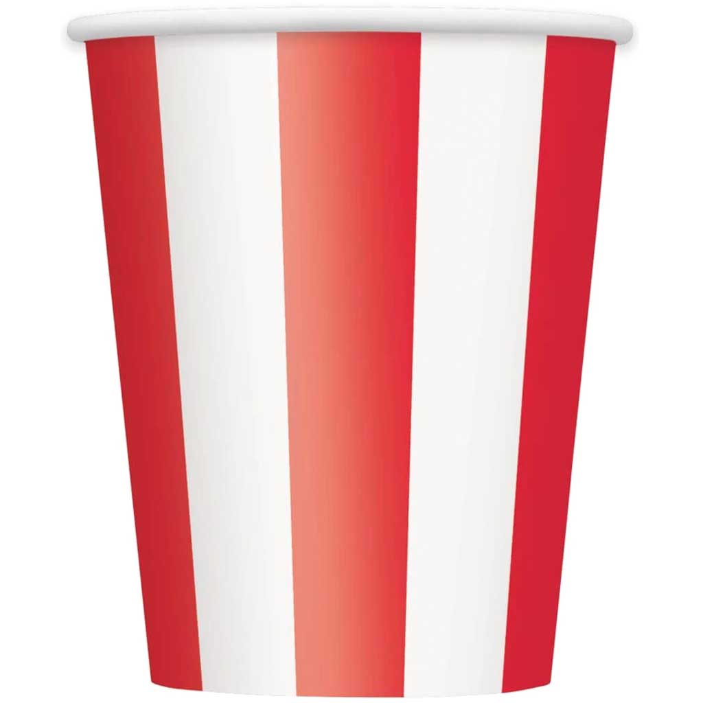 Ruby Red Stripes 12oz Paper Cups, 6ct 