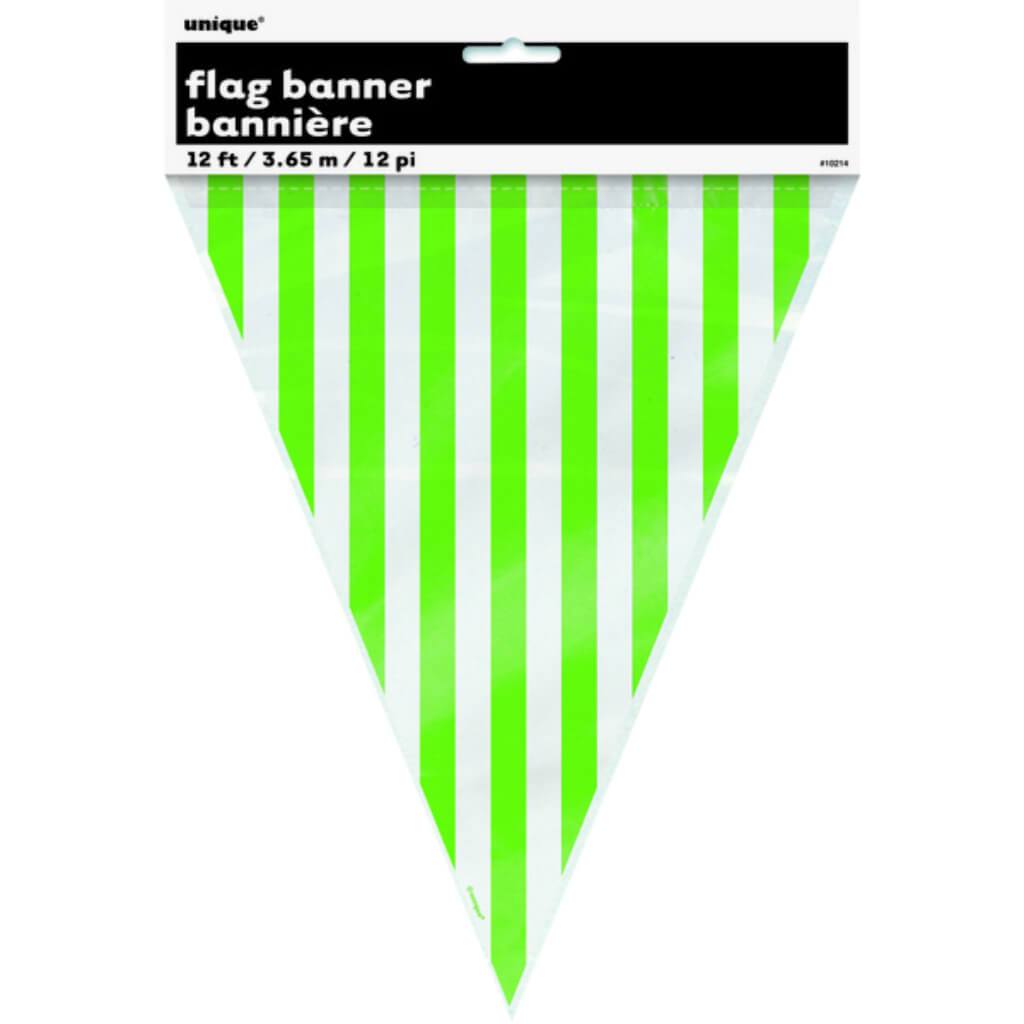 Flag Banner 12ft, Lime Green Stripes 