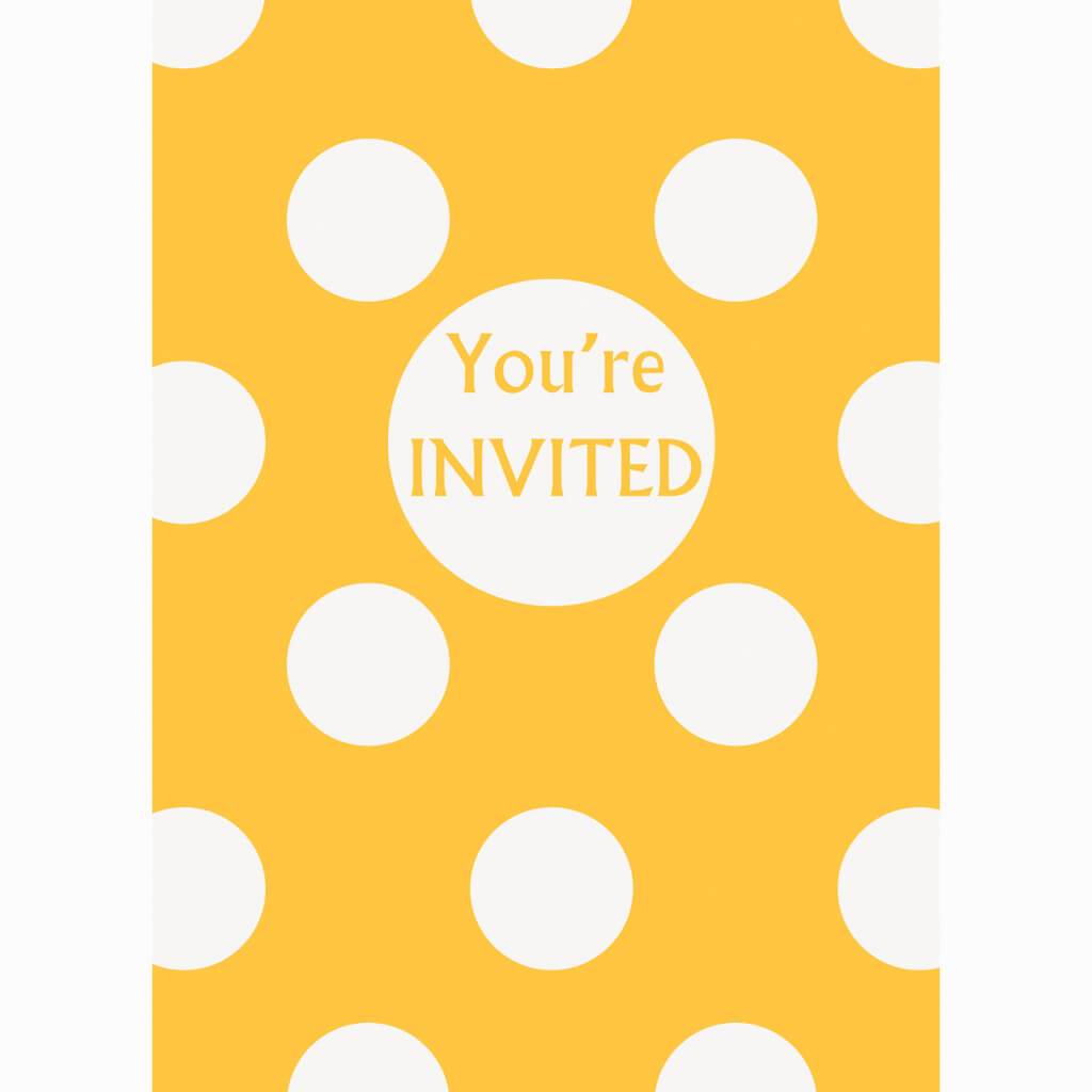 Sunflower Yellow Dots Invitations, 8ct 