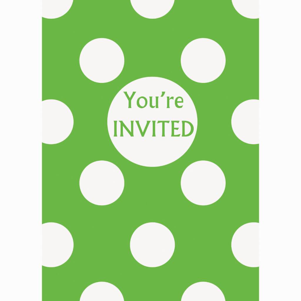 Lime Green Dots Invitations, 8ct 