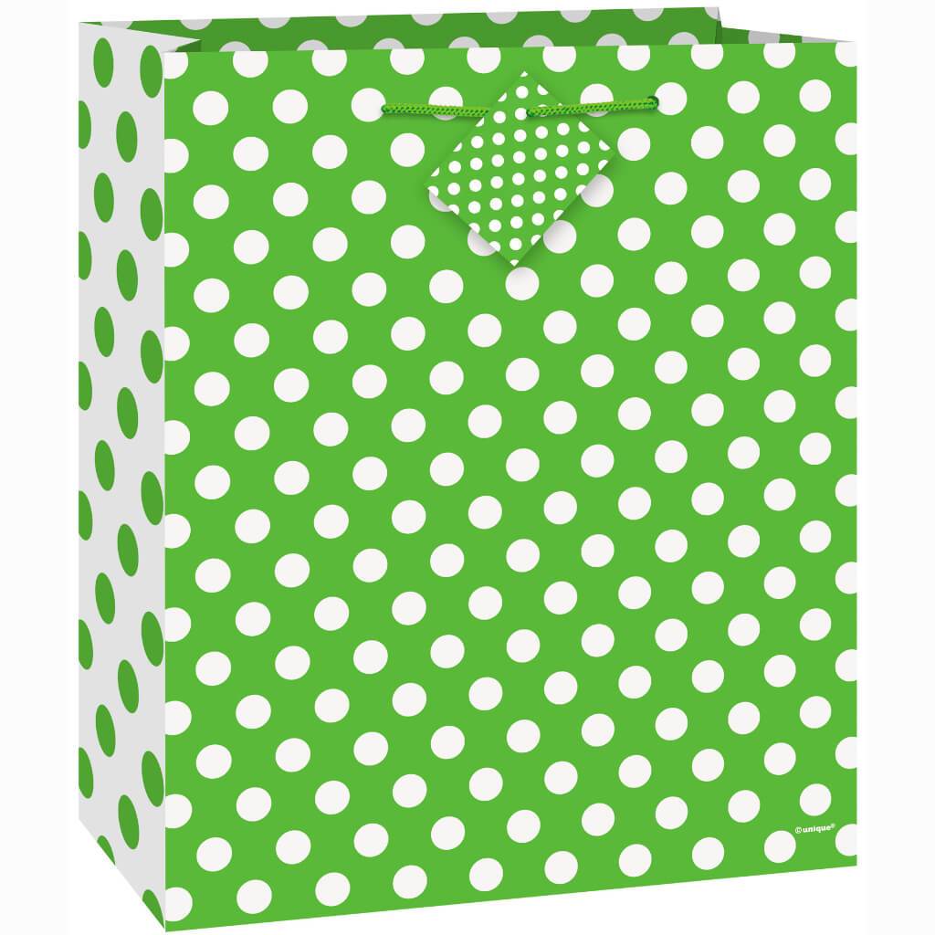 Lime Green Dots Gift Bag Medium, 