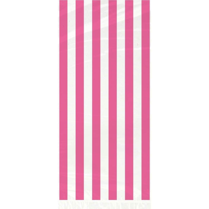 Cellophane Bags 20ct, Hot Pink Stripes 