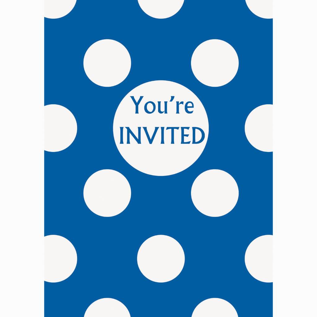 Royal Blue Dots Invitations, 8ct 