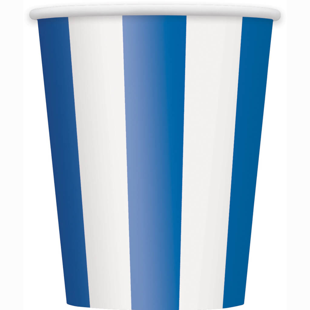 Royal Blue Stripes 12oz Paper Cups, 6ct 