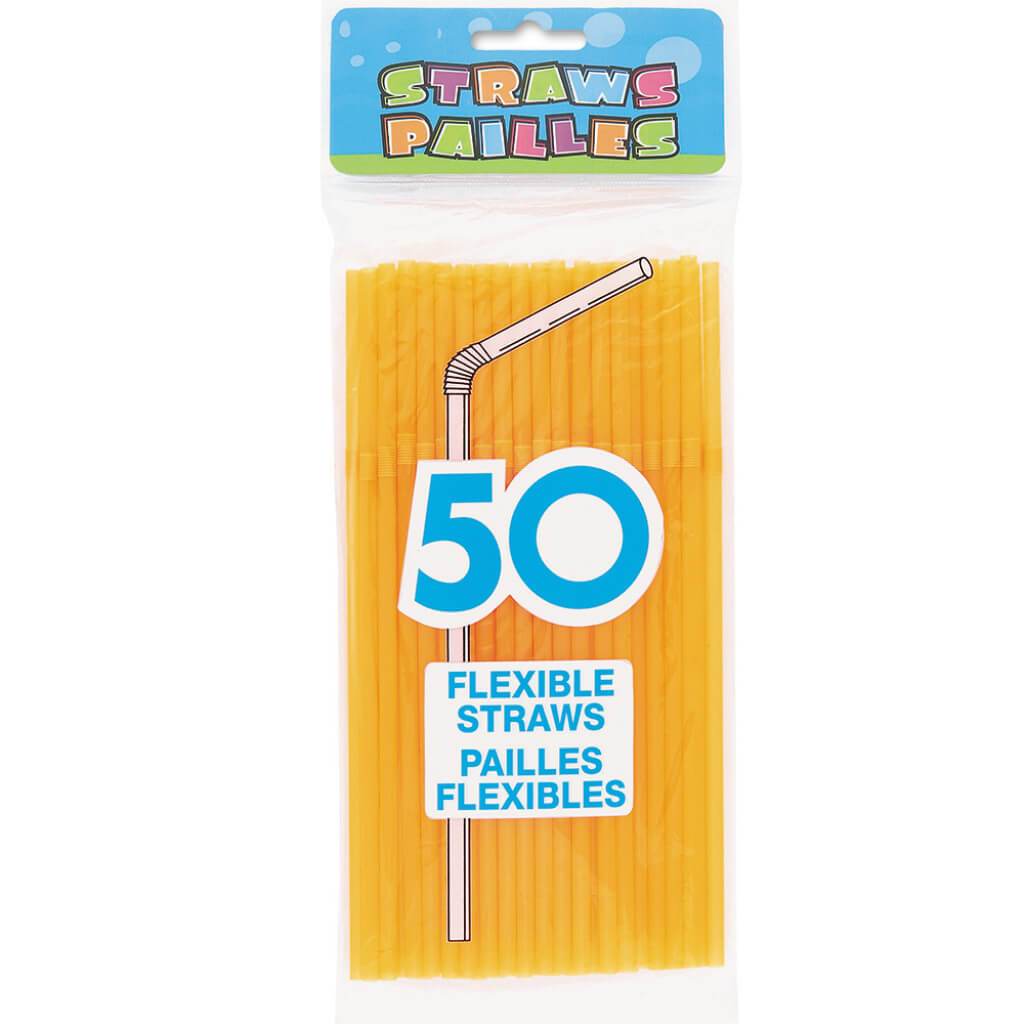 Flex Straws 50ct, Neon Orange 