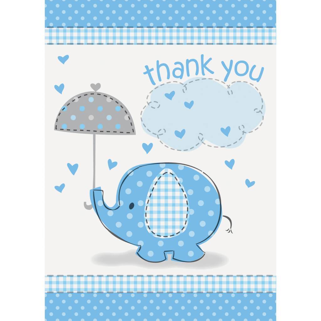 Thank You Notes 8ct, Umbrellaphants Blue 