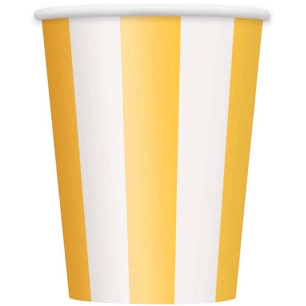 Sunflower Yellow Stripes 12oz Paper Cups, 6ct 