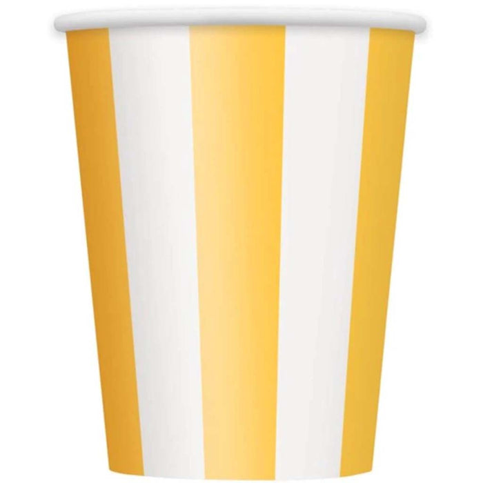 Sunflower Yellow Stripes 12oz Paper Cups, 6ct 