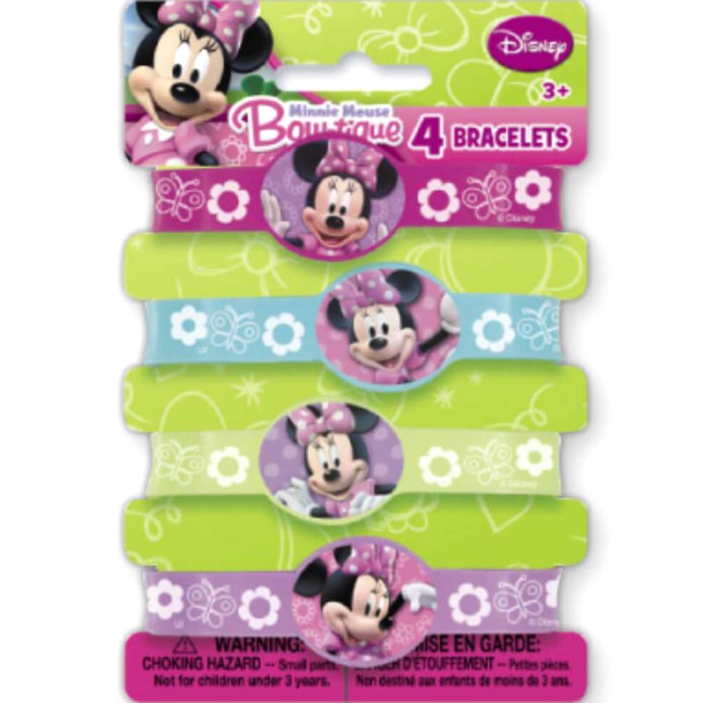 Rubber Bracelets 4ct, Minnie Mouse Bowtique 