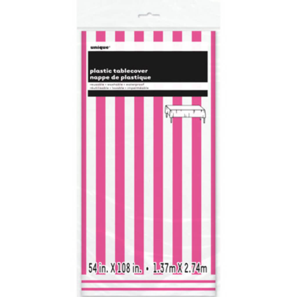 Rectangular Tablecover 54in x 108in, Hot Pink Stripes 