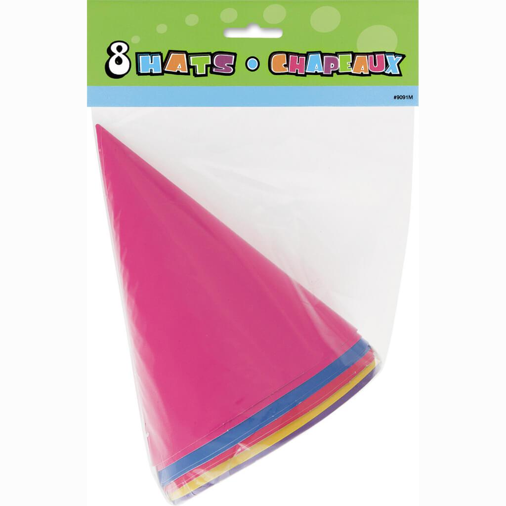 Party Hats - Assorted Colors, 8ct 