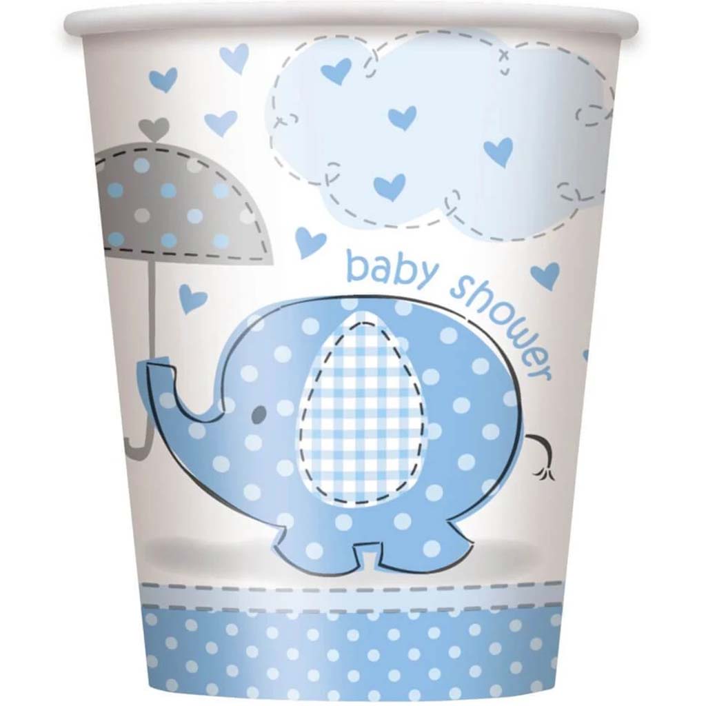 Umbrellaphants Blue 9oz Paper Cups, 8ct 