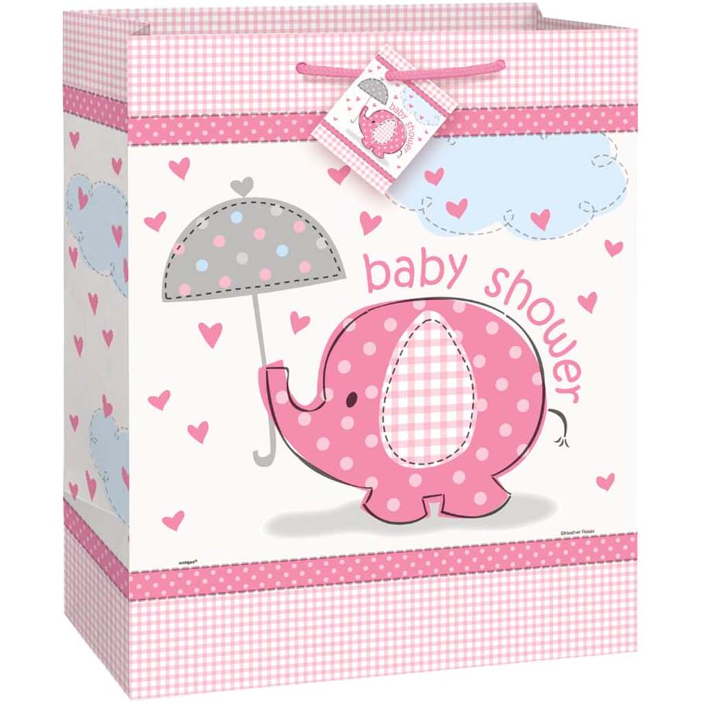 Gift Bag Large, Umbrellaphants Pink 