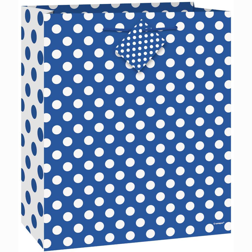 Gift Bag Medium, Royal Blue Dots 