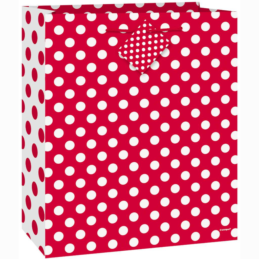 Gift Bag Medium, Ruby Red Dots 